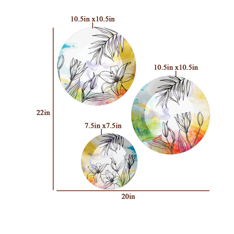 Woodhang Ceramic Wall Plates With Beautiful Watercolor Modern Art Wall Hanging Plate set of 3