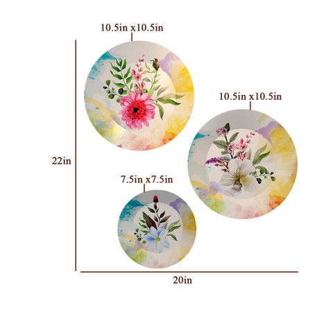 Woodhang Ceramic Wall Plates with Beautiful Flower With Leaf Art  Wall Hanging Plate set of 2