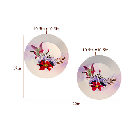 Woodhang Ceramic Wall Plates with Beautiful Flower Abstract Art  Wall Hanging Plate set of 2