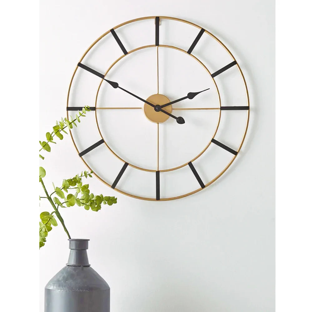 Gold & Black Designer Metal Wall Clock