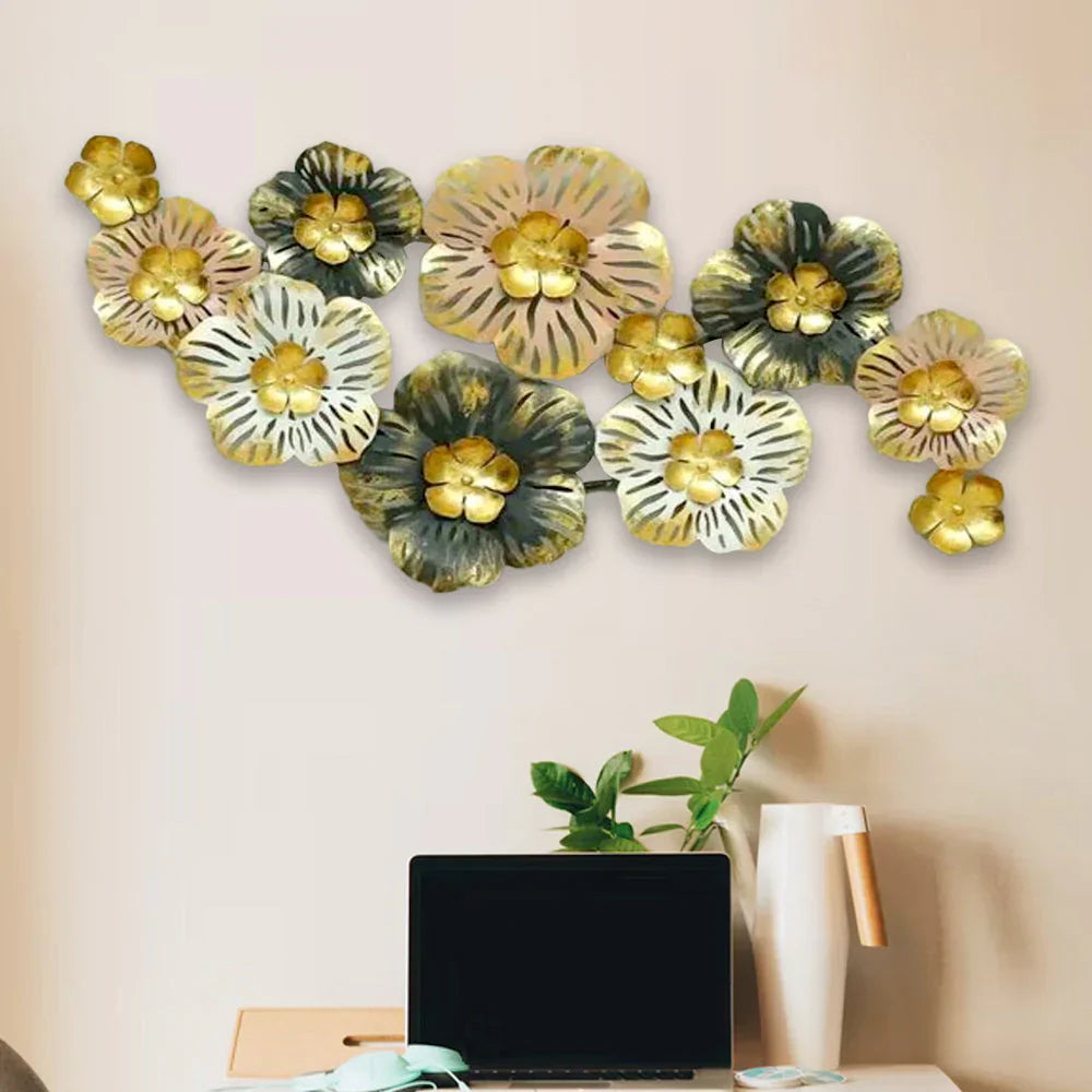 Pearl Gold Floral Metal Wall Art