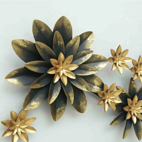 Pearl Gold Floral Metal Wall Art