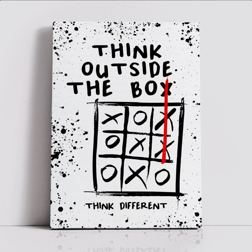 Think Outside The Box Inspirational Canvas Framed Posters With Motivational Quotes in Large Size for Office and Startups.