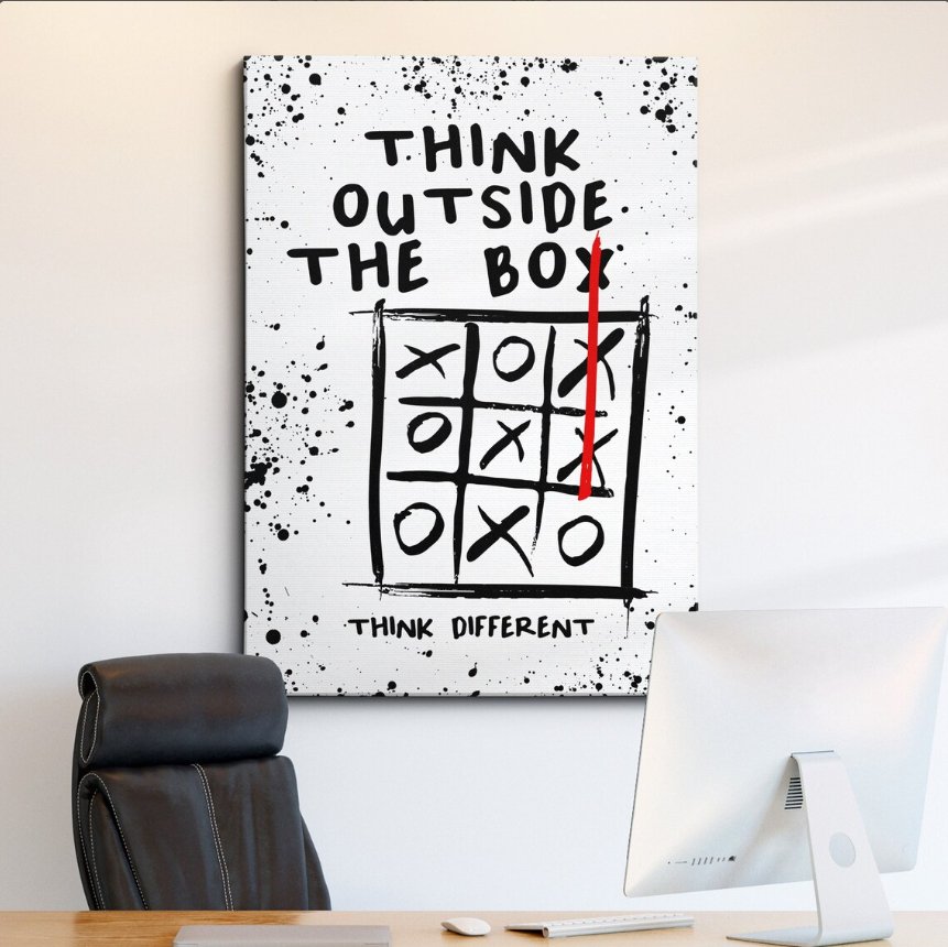 Think Outside The Box Inspirational Canvas Framed Posters With Motivational Quotes in Large Size for Office and Startups.