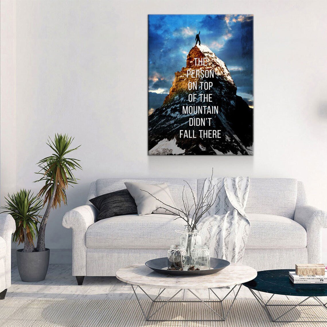 Top of The Mountain Inspirational Canvas Framed Posters With Motivational Quotes in Large Size for Office and Startups.