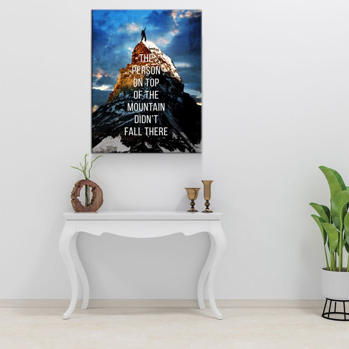 Top of The Mountain Inspirational Canvas Framed Posters With Motivational Quotes in Large Size for Office and Startups.