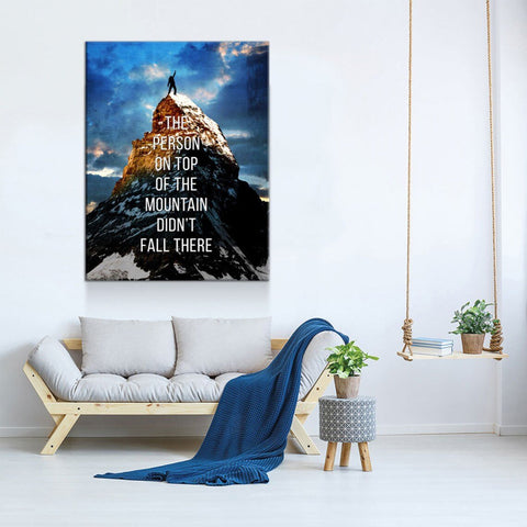 Top of The Mountain Inspirational Canvas Framed Posters With Motivational Quotes in Large Size for Office and Startups.