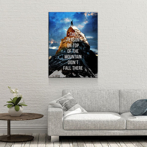 Top of The Mountain Inspirational Canvas Framed Posters With Motivational Quotes in Large Size for Office and Startups.