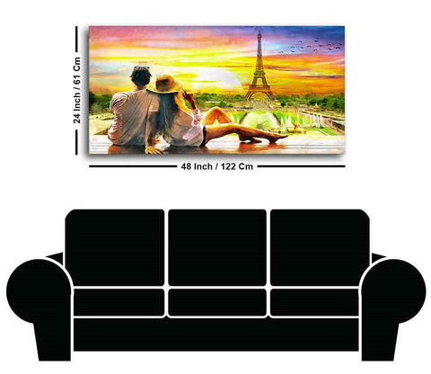 Couple Watching Sunset Paris Canvas Print Wall Painting