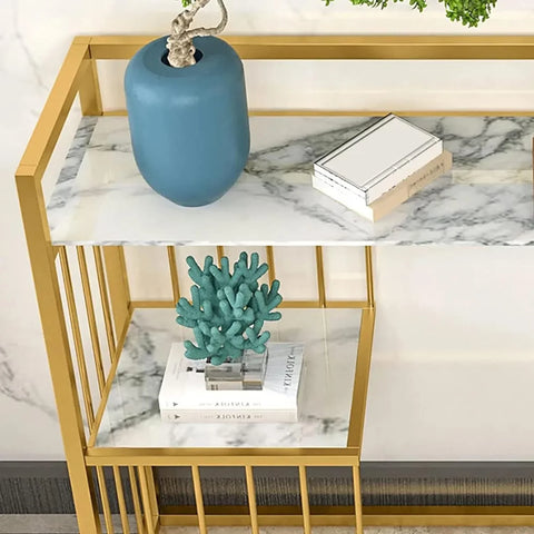 Designer 3-Tier Golden Console Table