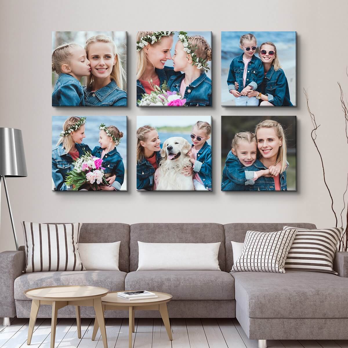 Wall Display Canvas Photo Prints Wall Collage Set of 6 Framed Photos Anniversary Birthday Gifts