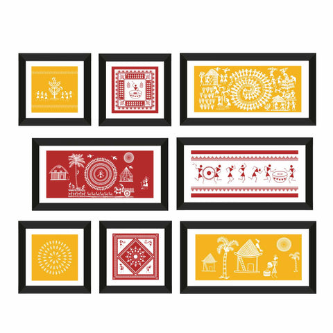 Warli Canvas Painting Framed For Living Room and Wall Decoration