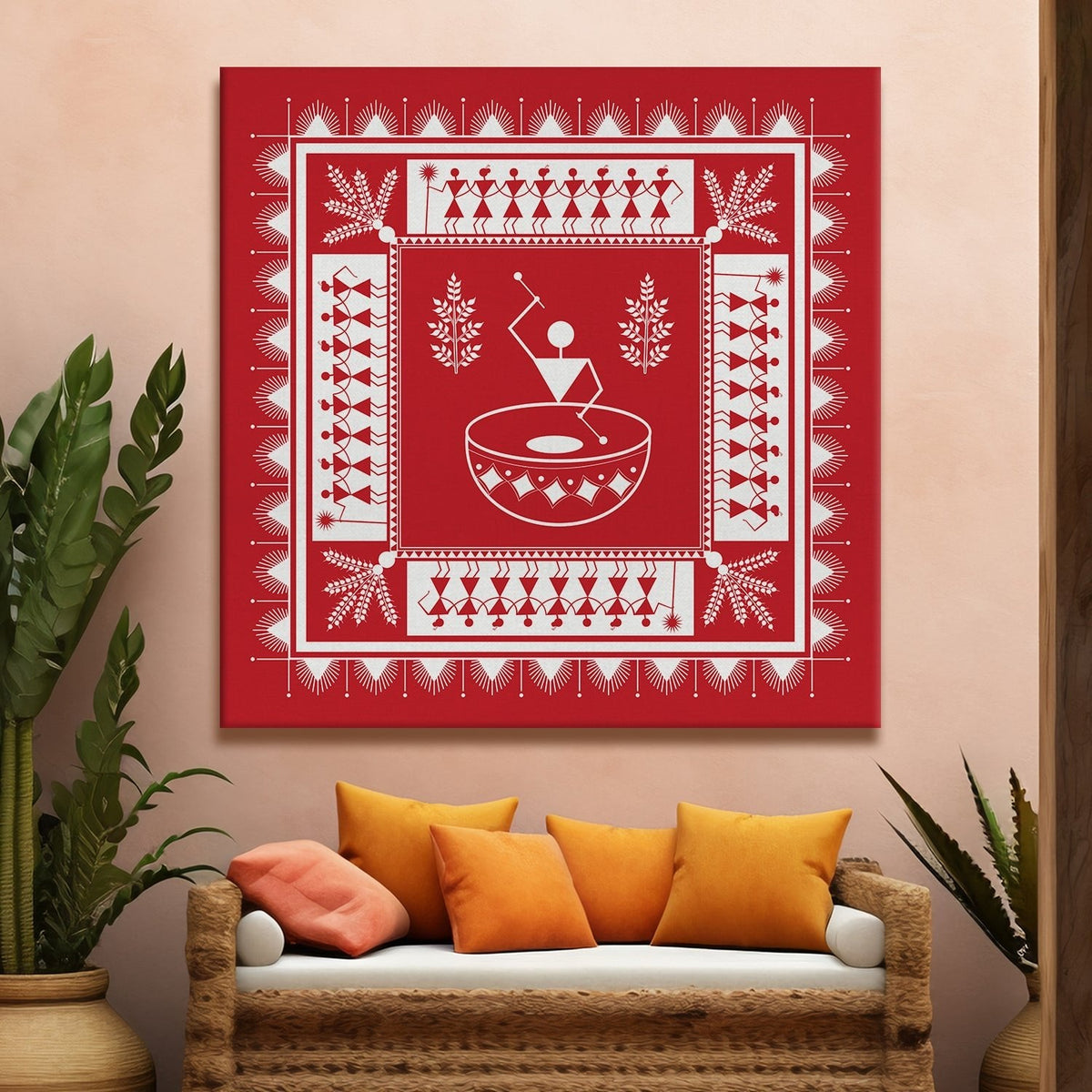 Warli Ethnic Wall Art Canvas Painting For Home Decor Ready To Hang Art