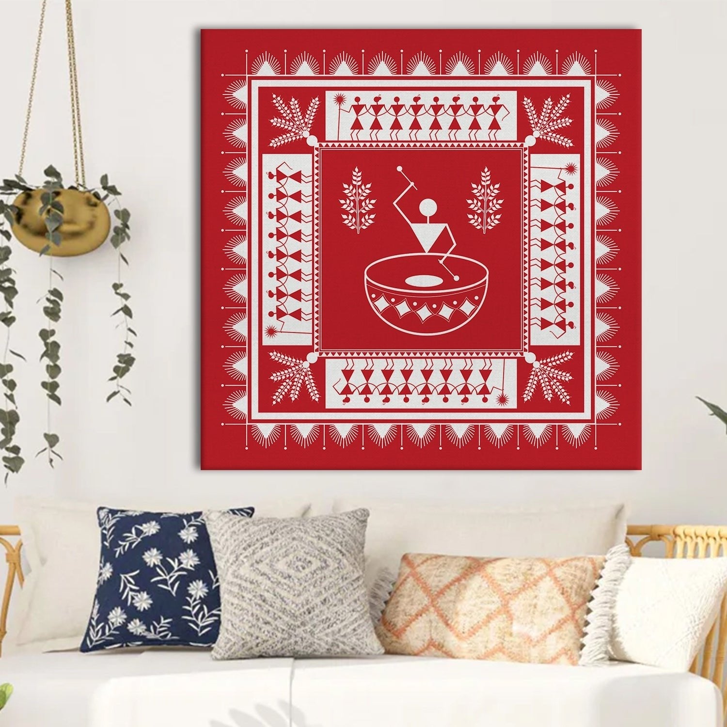 Warli Ethnic Wall Art Canvas Painting For Home Decor Ready To Hang Art