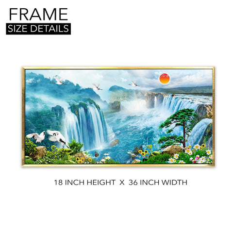 Waterfall Vastu Canvas Painting Framed For Home and Office Wall Decoration