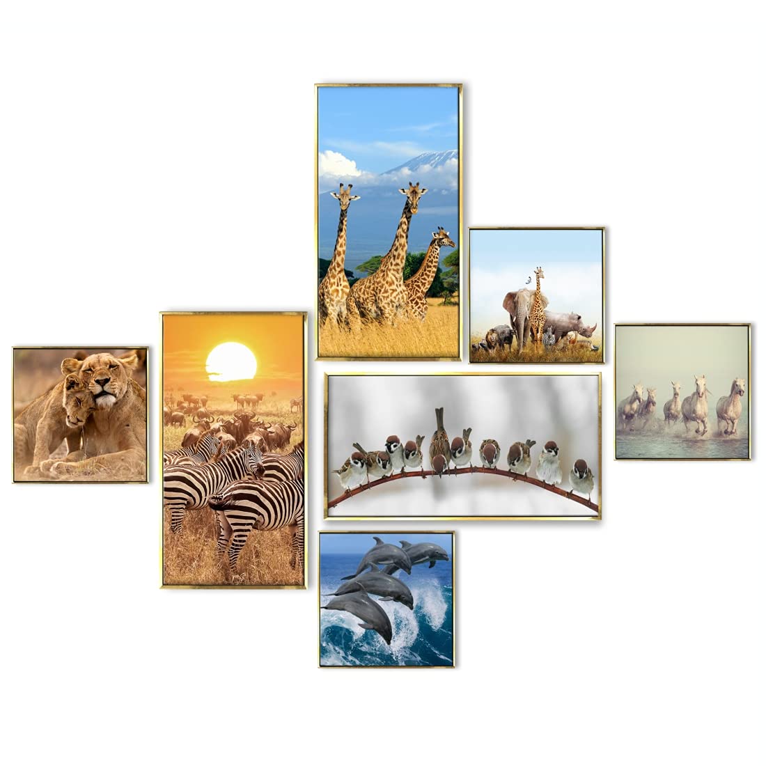 Wildlife Canvas Wall Art Floating Frame For Living Room Wall Decoration