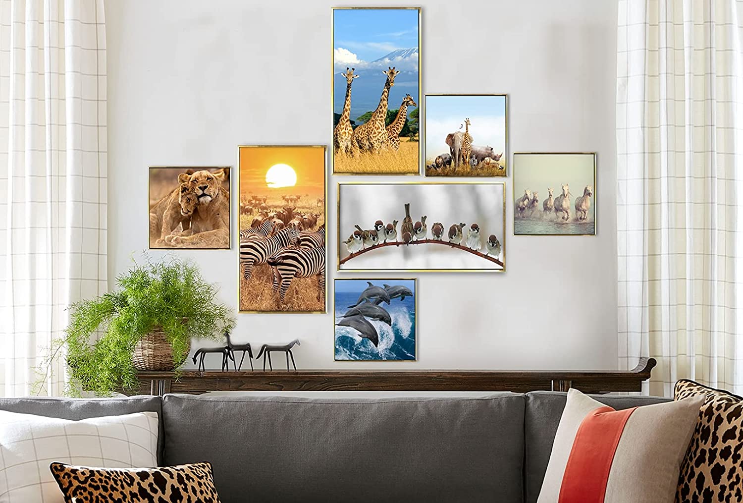 Wildlife Canvas Wall Art Floating Frame For Living Room Wall Decoration