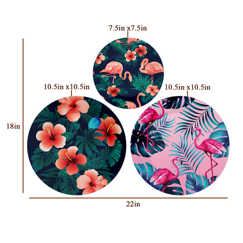 Woodhang Ceramic Wall Plates With Flower Pattern Design Art’ Wall Hanging set of 3