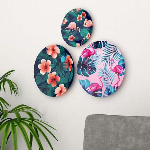 Woodhang Ceramic Wall Plates With Flower Pattern Design Art’ Wall Hanging set of 3