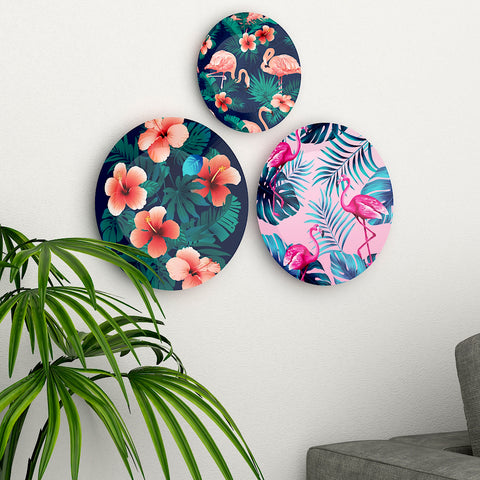 Woodhang Ceramic Wall Plates With Flower Pattern Design Art’ Wall Hanging set of 3