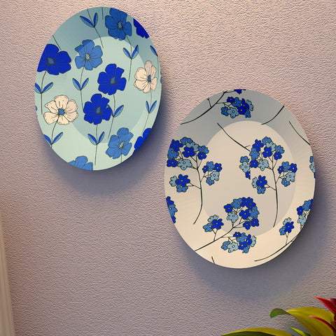 Woodhang Luxury Wall Plates With Beautiful Flowers Pattern Design, Wall Hanging Plate set of 2