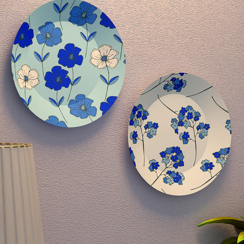 Woodhang Luxury Wall Plates With Beautiful Flowers Pattern Design, Wall Hanging Plate set of 2