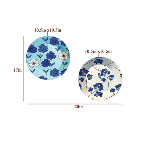 Woodhang Luxury Wall Plates With Beautiful Flowers Pattern Design, Wall Hanging Plate set of 2