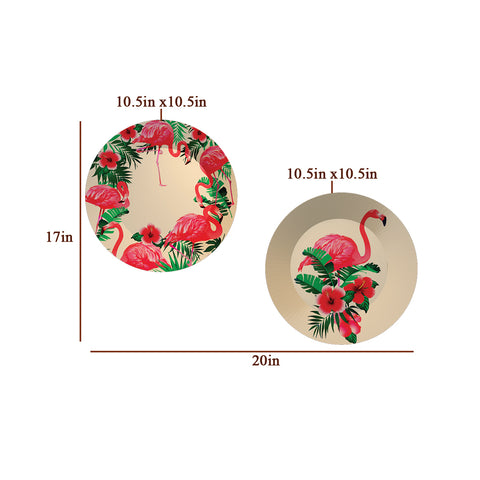 Woodhang Luxury Wall Plates With Beautiful Pink Flowers Pattern Design, Wall Hanging Plate set of 2