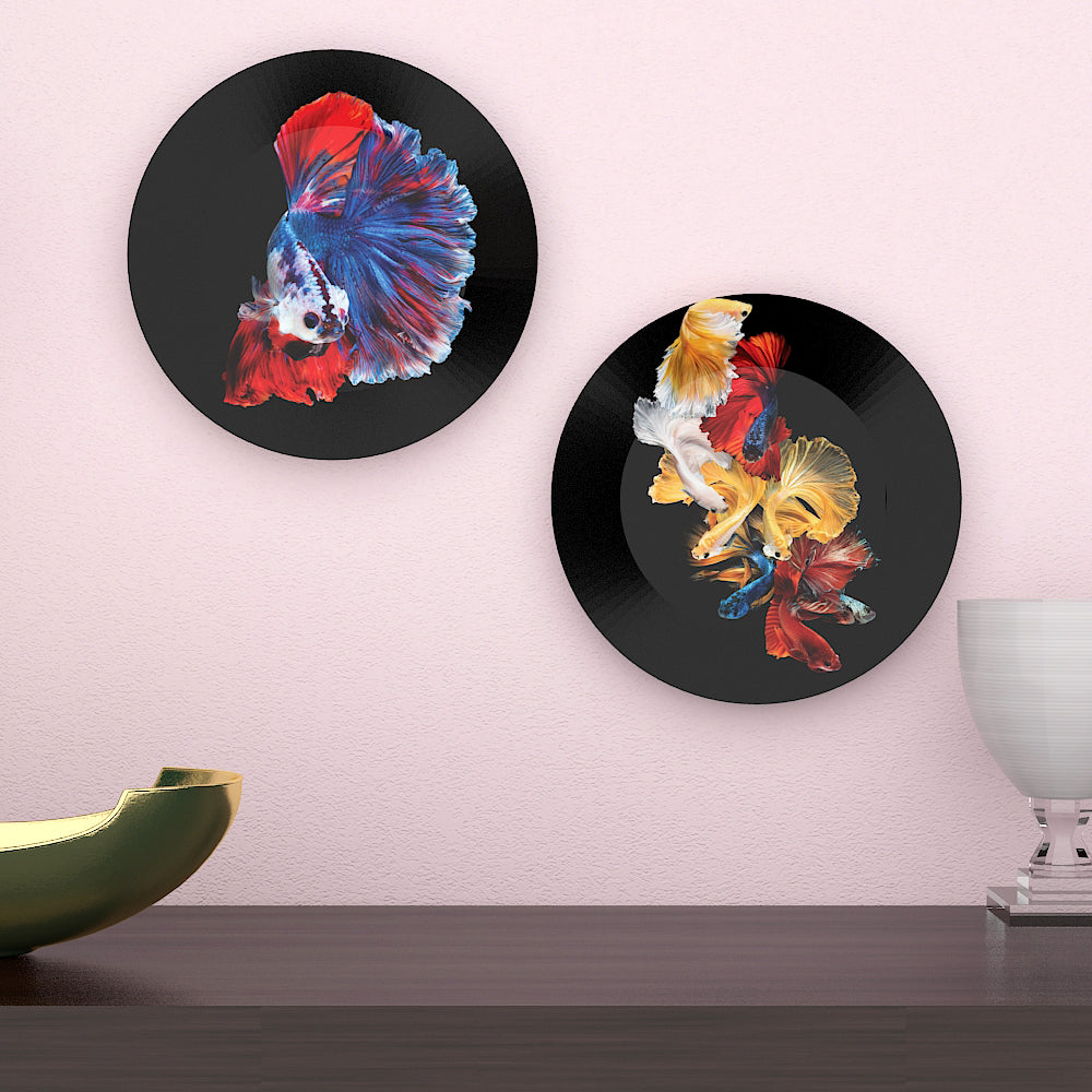 Woodhang Luxury Wall Plates With Beautiful Black background and Multi Color Flowers Pattern Design, Wall Hanging Plate set of 2 (Copy)