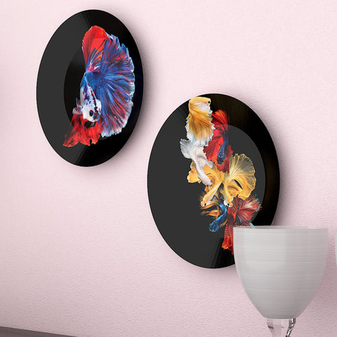 Woodhang Luxury Wall Plates With Beautiful Black background and Multi Color Flowers Pattern Design, Wall Hanging Plate set of 2 (Copy)