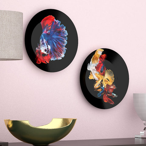 Woodhang Luxury Wall Plates With Beautiful Black background and Multi Color Flowers Pattern Design, Wall Hanging Plate set of 2 (Copy)