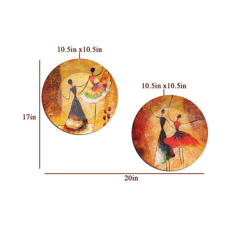 Woodhang Luxury Wall Plates With Dancing Girl Shape Ceramic Plate, Wall Hanging set of 2