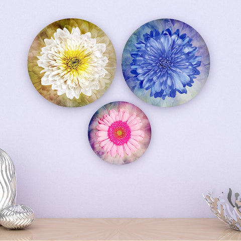 Woodhang Ceramic Wall Plates with Beautiful Leaf Scenery Wall Hanging Plate set of 3