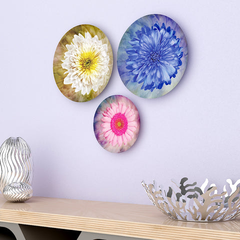 Woodhang Ceramic Wall Plates with Beautiful Leaf Scenery Wall Hanging Plate set of 3