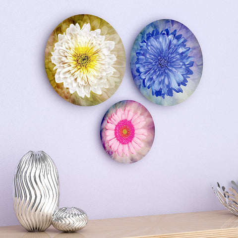 Woodhang Ceramic Wall Plates with Beautiful Leaf Scenery Wall Hanging Plate set of 3