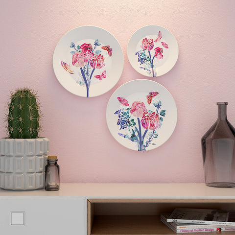 Woodhang Ceramic Wall Plates With Beautiful Watercolor Modern Art Wall Hanging Plate set of 3