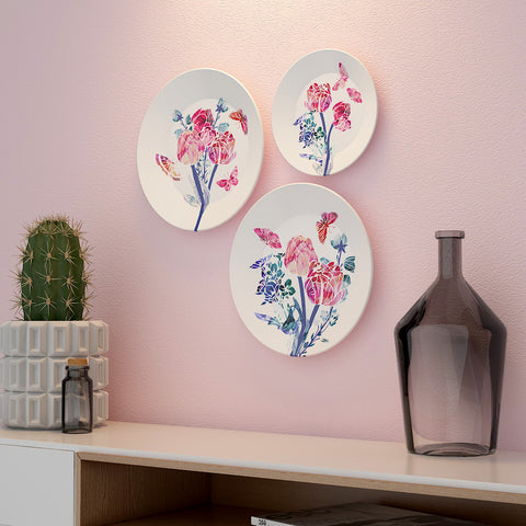 Woodhang Ceramic Wall Plates With Beautiful Watercolor Modern Art Wall Hanging Plate set of 3